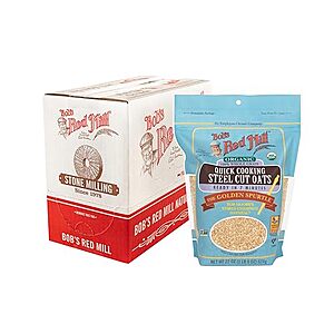 [SnS] $12.68 | 4-Pack 22-Oz Bob's Red Mill Organic Quick Cooking Steel Cut Oats at Amazon ($3.17 each)