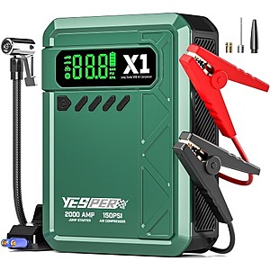 Prime Members YESPER 12V 2000A 8L Gas/6L Diesel Jump Starter w/ 150PSI Air Compressor $30 + Free Shipping