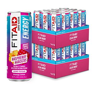 24-Ct 12-Oz 200mg FITAID Energy Zero Sugar Raspberry Hibiscus Energy Drinks $26.59 w/ S&S + Free Shipping w/ Prime or on $35+