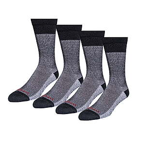 4 pack Wrangler Men’s Warmest Lodge Socks, Heavyweight Boot Socks, $5.56 red, $5.93, black, Walmart