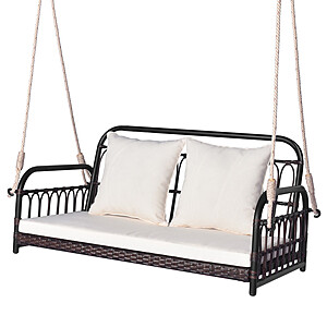 Costway Wicker Porch Swing w/ Cushions (880LBS Capacity) $89.99 + Free Shipping