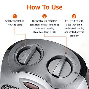 $20.69-$22.93 Amazon Amazon Basics Ceramic Space Heater, Portable Indoor Heating Solution, With Overheat and Tip-Over Protection, Thermostat, Non OR Oscillating 1500W