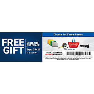Harbor Freight, FREE gift with any purchase, cable ties, microfiber towels, XXL bag or tape measure, 9/25-9/27, in store