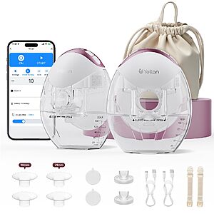 Yeltan Wearable Breast Pump: Hands-Free Wireless Pump with App Control, 4 Modes & 12 Levels $69.99