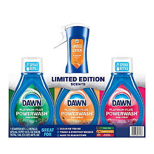 BJ's Dawn Platinum Plus Powerwash Set (1 spray bottle + 2 refills, 48 fl oz) for $5.24