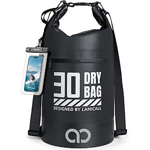 30L Lamicall Waterproof Dry Bag Backpack w/ Phone Pouch (Black) $20.39 + Free Shipping w/ Prime or on $35+