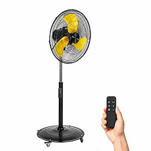 Fanqiebros 18-Inch High-Velocity Industrial Pedestal Fan, 4,900 CFM DC Motor with Remote Control, Oscillating $95.99