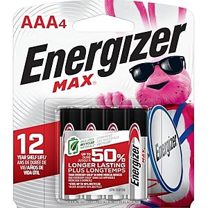 $2.29 | 4-Count Energizer MAX AAA Batteries at Amazon