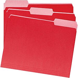 [Prime] 36-Pack Amazon Basics Letter Size 1/3 Cut Tab File Folders (Red) $5.96 + Free Shipping
