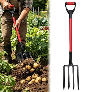 44" 4-Tine Heavy Duty Pitchfork w/ Fiberglass Handle $9.99 + Free Shipping w/ Prime or on $35+