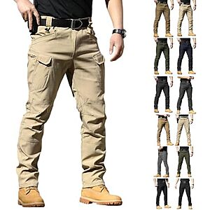 Men's Medium Tactical Stretch Cargo Work Pants w/ Multi Pockets (Khaki) $3.99 + Free Shipping w/ Prime or on $35+
