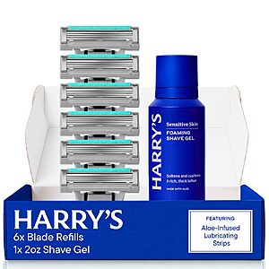 $10.56 15% S&S and 40% Clip Q: Harry's Plus Razor Refills - 6 Razor Blade Cartridges and Foaming Shave Gel