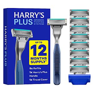 $17.20 S&S Clip Q Harry's Plus Razor Value Pack - Premium Handle and 9 Razor Blade Cartridges