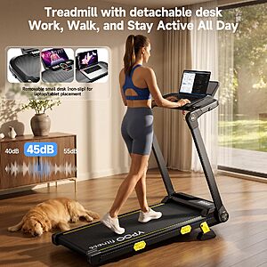 YPOO 16% Incline Walking Pad Treadmill Handle Bar,App‑Connected & Portable $149.99