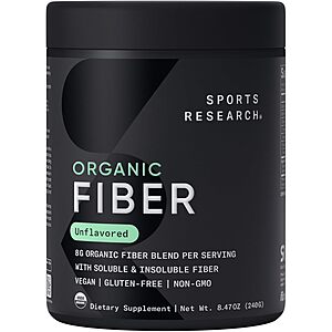 8.47-Oz Sports Research Organic Fiber Powder (30-Servings, Unflavored) $13.47 w/ S&S + Free Shipping w/ Prime or on $35+