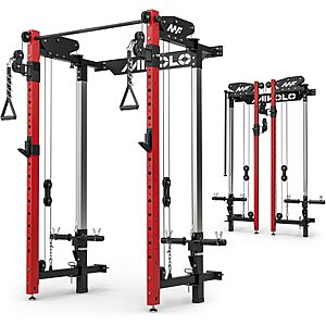 Prime Members: Mikolo Wall Mounted Folding Squat Rack w/ Cable Crossover Machine & LAT Pull Down $399.99 + Free Shipping