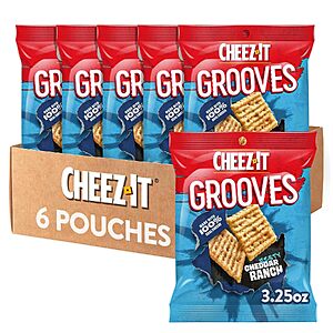 6-Pack 3.25-Oz Cheez-It Grooves Zesty Cheddar Ranch Crunchy Cheese Crackers $9.97 or Less + Free Shipping w/ Prime or on $35+