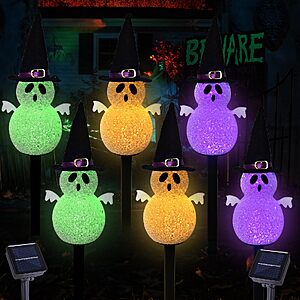 6-Paxk BRIGHTDECK Halloween Ghost w/ Hat LED Solar Pathway Lights (Multicolor, White) $9.99 + Free Shipping w/ Prime or on $35+