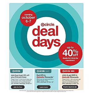 **For 9/27** Limited-time New Member Target Offers: Apply for Target Circle Card & Get $75 in Target Circle Rewards, Join Target Circle & Get 15% Off Your First Purchase & More