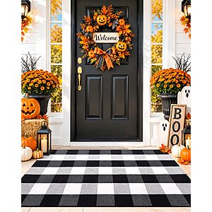 2'4" x 3'7" Arotive Washable Buffalo Plaid Large Low Profile Door Mat (Black and White) $9.99 + Free Shipping w/ Prime or on $35+