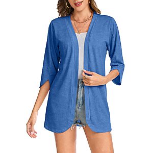 Bosmeer Women's Lightweight 3/4 Petal Sleeve Cardigan w/ Curved Hem (Various) $5.50 + Free Shipping w/ Prime or on $35+