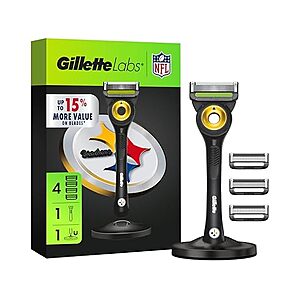 Woot! App: $8.63 | Gillette Labs Special NFL Steelers Edition Shaving Razor for Men - 1 Handle, 4 Razor Blade Refills & Magnetic Stand at Woot!