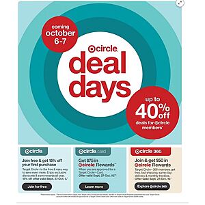 Oct 6-7 Only TARGET: Get $75 in Rewards when approved for a Target Circle CC, $50 in Rewards when you join Target360 and more (see ad scan)