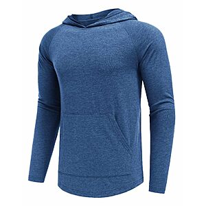 PINSPARK Men's Lightweight Workout Hoodie Sweatshirt, Navy, L $6.99