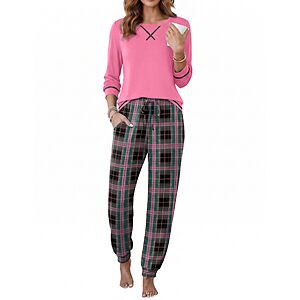 Ekouaer Pajamas for Women Set Long Sleeve Top and Jogger Pants Lounge Sets $10.99