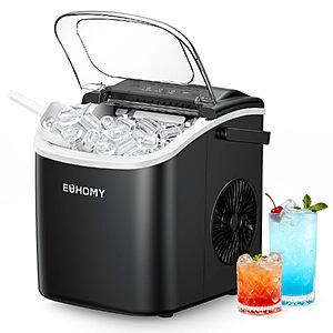 Euhomy 26.5-Lb/Day Countertop Ice Maker Machine w/ Handle, Basket & Scoop (Black) $62.89 + Free Shipping
