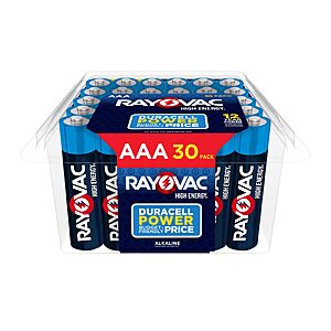 Rayovac High Energy AAA Batteries (30 Pack), Alkaline Triple A Batteries $10.76 or less