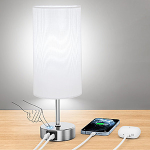 ROTTOGOON 12.8" Touch Control Table Lamp, 3-Way Dimmable Small Bedside Nightstand Lamp with 2 USB Ports $13.49 @Amazon