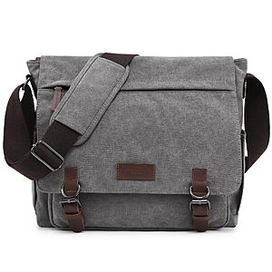 Dasein Large Vintage Canvas Messenger Shoulder Bag, Grey, 15in Laptop $27.45