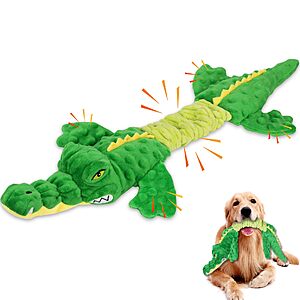 Letsmeet Large Squeaky Alligator Dog Toys, Interactive Puppy Toys with Crinkle Paper, Pull Tug of War Dog Toy, Plush Dog Chew Toys for Small, Medium, Large Breed $5.99