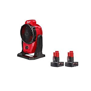 Milwaukee M12 Jobsite Fan w 2PK 4ah Batteries $149