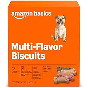 $7.08 S&S Amazon Basics Crunchy Dog Biscuits Dog Treats 5 lb. Box (various) part of the buy 4 items save xtra 10% deal for PRIME