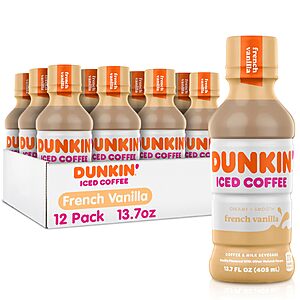12 Pack 13.7 fl oz Dunkin' French Vanilla Iced Coffee Bottles $23.88 + Free S&H w/ Prime or $35+