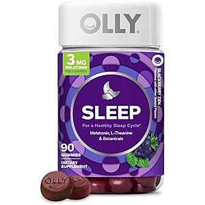 [SnS, AC] $25.77 | 3 × 90-Count OLLY Sleep Support Gummy Supplement,* 3 mg Melatonin, L-Theanine ($8.59 each) at Amazon