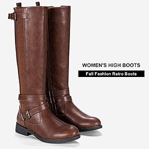 Vepose Women's Knee-High Block Heel Riding Boots w/ Side Zipper (various) $24.99 + Free Shipping w/ Prime or on $35+