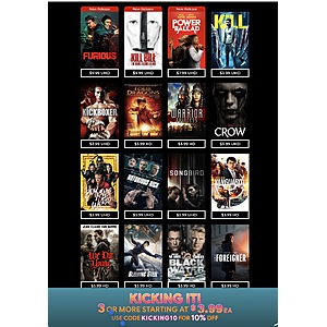 Fanflix Kicking It Sale 3 or more starting at $3.99 each use code Kicking10 for extra 10% Off