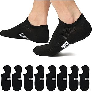 8-Pack Sunew Men's or Women's No Show Non-Slip Liner Socks (Black) $5.99 ($0.75/pair) + Free Shipping w/ Prime or on $35+