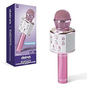$7.49* | Claire's Kids' Bluetooth Wireless Karaoke Microphone w/ Voice Effects (Pink) at Amazon