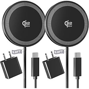 2-Pack 25W Magnetic Wireless Charger Pad for iPhone & AirPods (Black) $9.78 + Free Shipping w/ Prime or on $35+