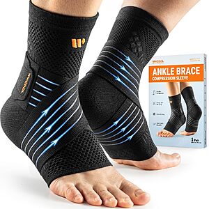 WHCOOL Low-Profile Ankle Braces for Women & Men Customizable Ankle Compression Sleeve w/Wide Strap $9.99 AC