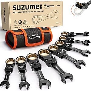 8-Piece SUZUME Stubby Flex Head Ratcheting Wrench Set (8-17mm Metric) $25.34 + Free Shipping w/ Prime or on $35+