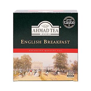 $4.95 | 100-Count Ahmad Tea Black Tea, English Breakfast Teabags at Amazon