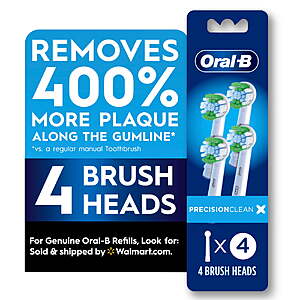 Oral-B Precision Clean Electric Toothbrush Replacement Head, White, 4 Count $18.58 + $5 Walmart Cash