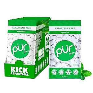 [SnS] $11.40 | 12-Pack 55-Count PUR Gum Xylitol Gum (Spearmint) at Amazon