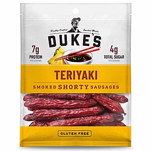 $6.99 or less S&S  Duke's Pork Teriyaki Smoked Shorty Sausages, 5 oz. (7G protein per serving)