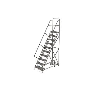 Tri-Arc KDAD110246 10-Step All-Directional Safety Angle Steel Rolling Industrial & Warehouse Ladder with Perforated Tread $971.99